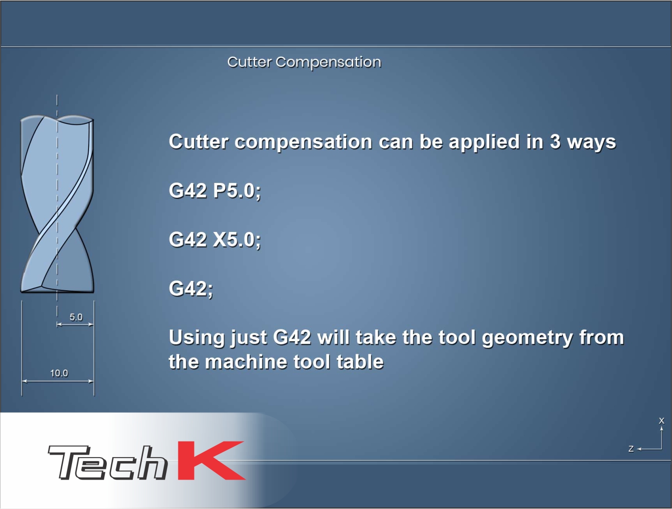 Mã lệnh bù dao trong phay CNC